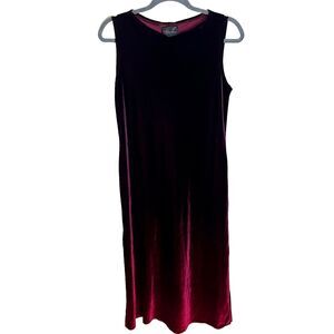 VINTAGE Kathie Lee Maxi Dress Women's Small Sleeveless Slit Burgundy Red Ombre